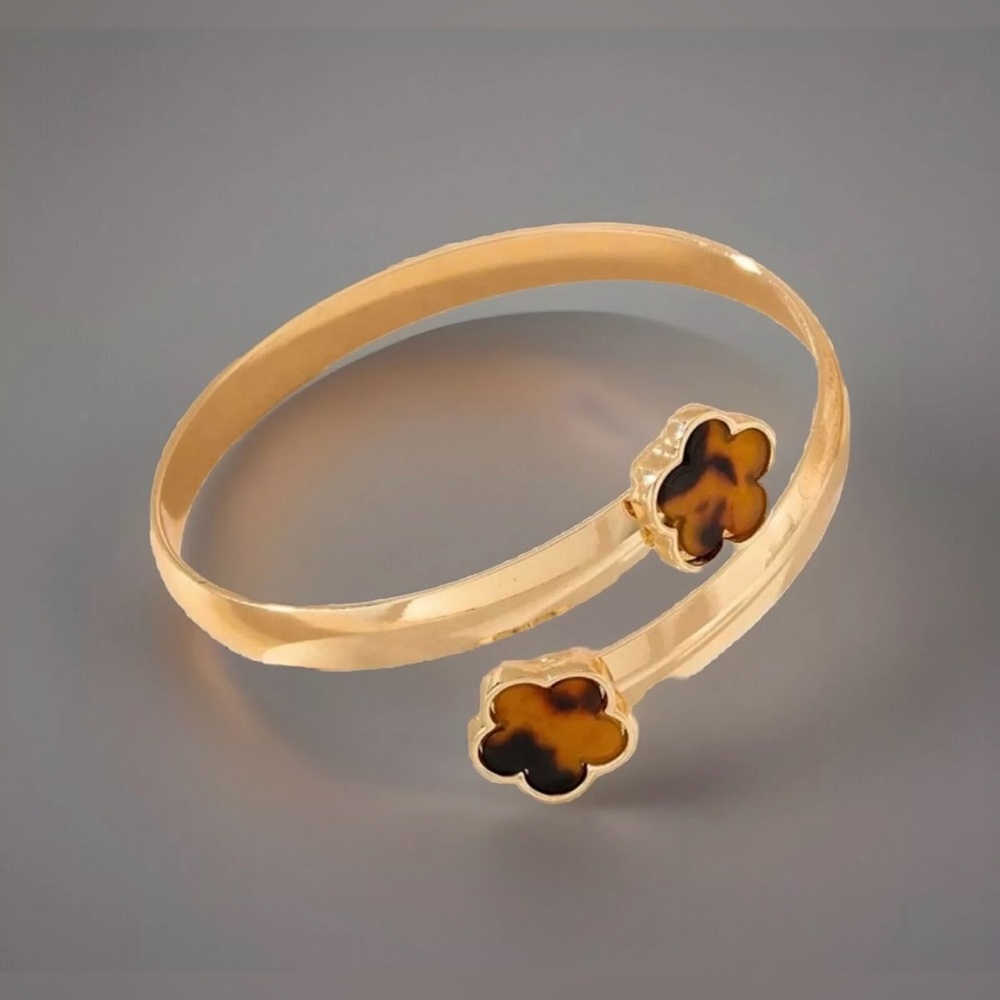 Five clover tortoise bangle stainless steel bracelet